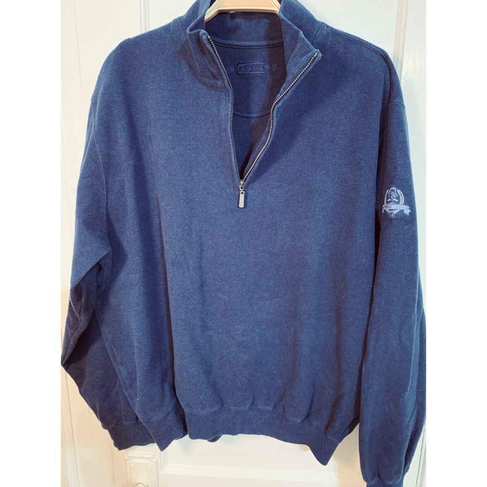 Quarter Zip Carnoustie Golf Sweater / Preppy Newport Yachting Navy Blue /Size XL